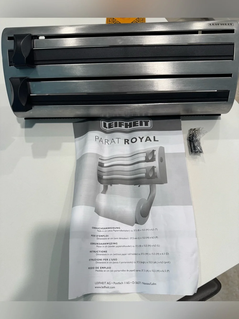 Leifheit Parat Royal stainless steel Paper Towel Holder (NO clamps to hold paper